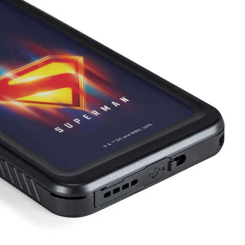 Superman 2025 Energy Shield Neon Emblem Galaxy S24 Plus Waterproof Case